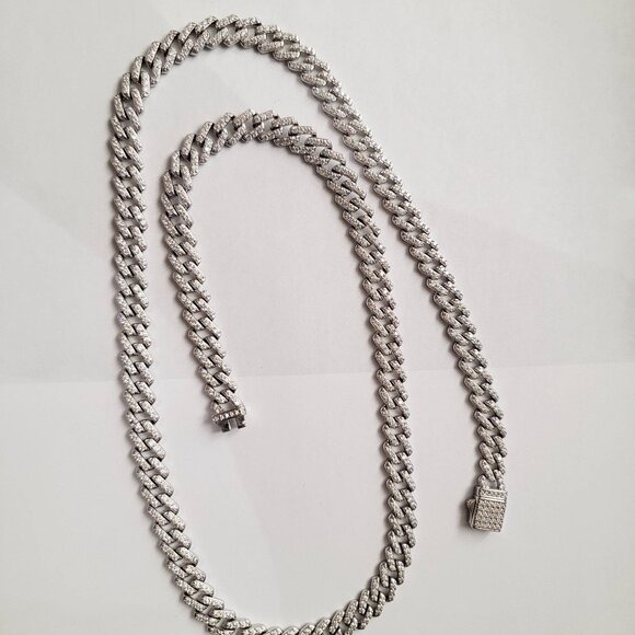 GRA Certified Fully Iced Moissanite Cuban Necklace 8mm Wide, 24" - Picture 1 of 6